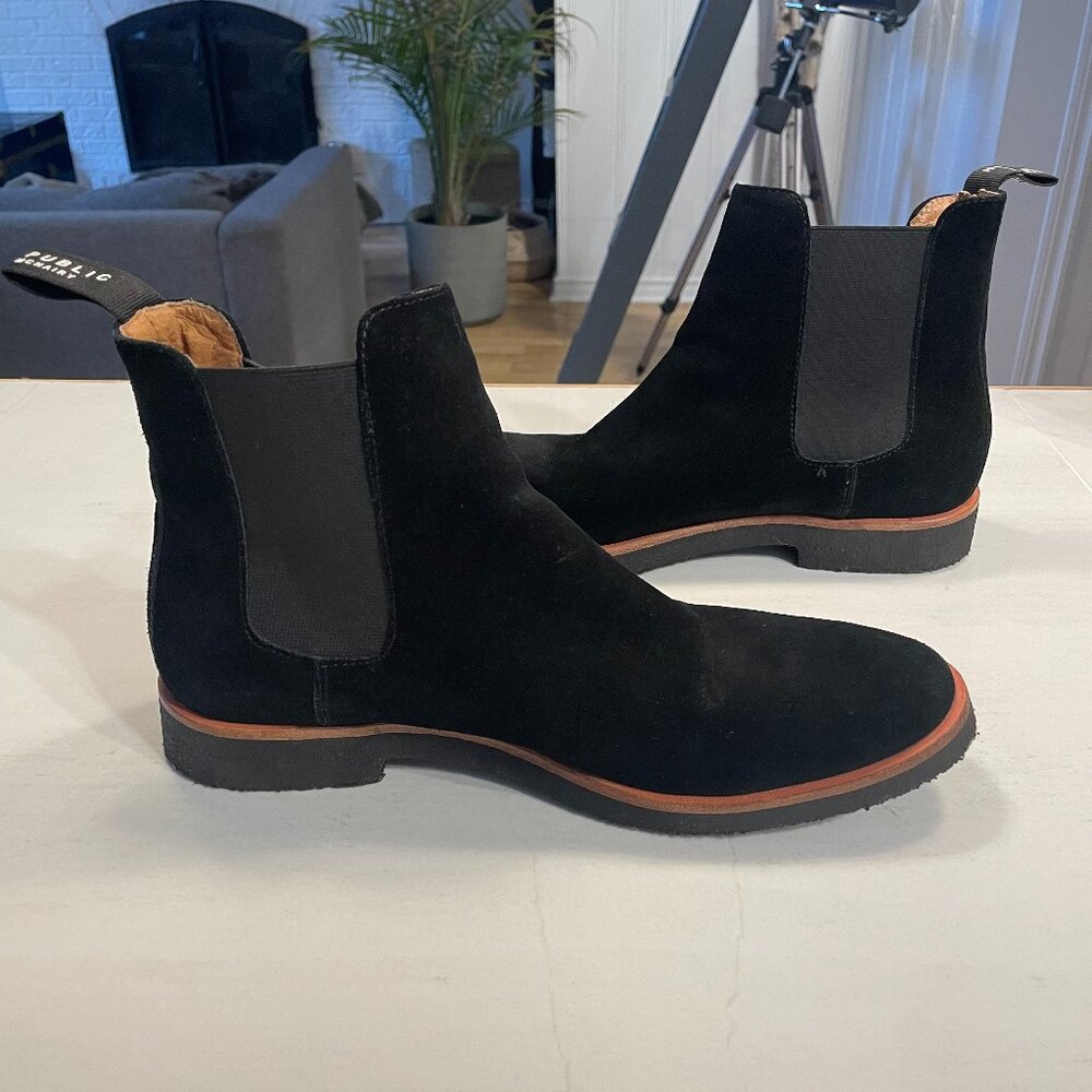 New Republic By Mark Mc Nairy Sonoma Chelsea Boots Black Tan Size US 9.5 EU 42.5
